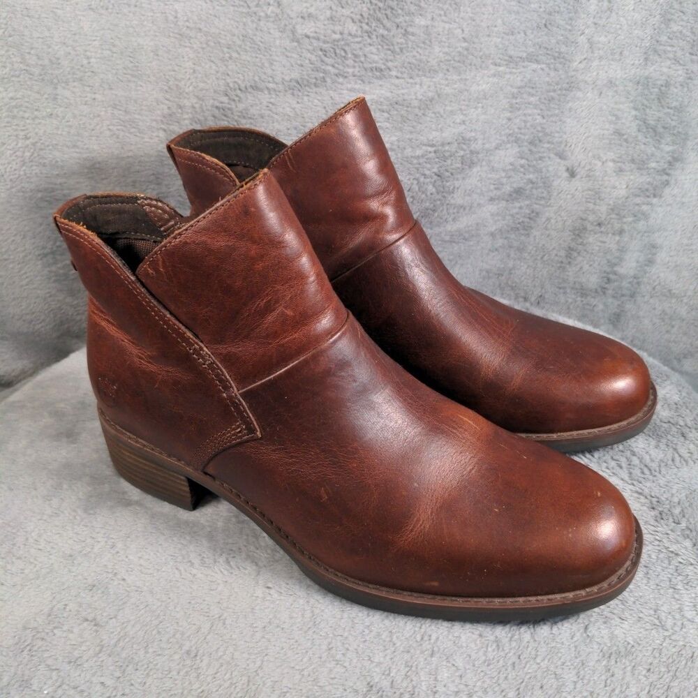 Timberland Beckwith Side-Zip Chelsea Boots Womens 8W Dark Brown Leather Pull-on